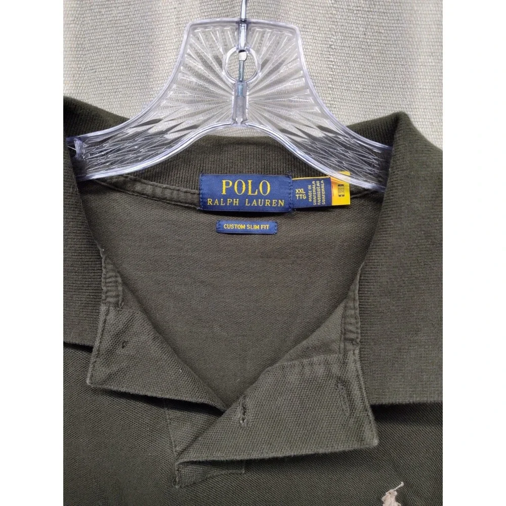 Polo Ralph Lauren‎ Mens XXL Custom Slim Fit Olive Green Short Sleeve Polo Shirt